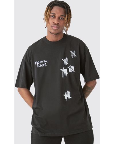BoohooMAN Tall Oversized Korn T-shirt In Black