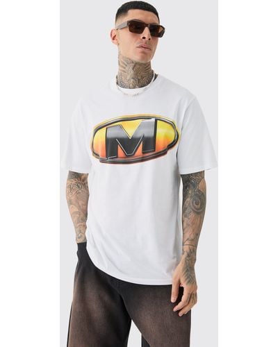 BoohooMAN Tall Core Fit M Logo Print T-shirt - Weiß