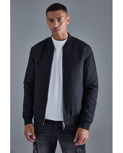 BoohooMAN Ruched Effect Bomber Jacket - Grey