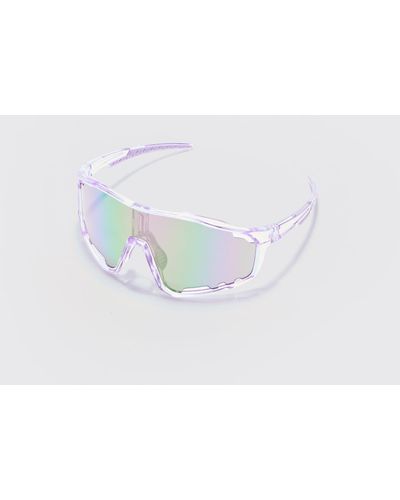 BoohooMAN Visor Sunglasses In White