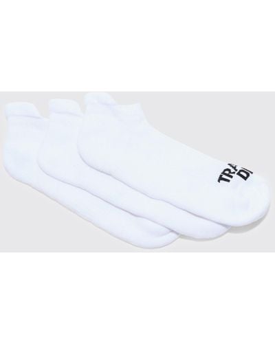 BoohooMAN Active Training Dept Cushioned Trainer 3 Pack Socks - White