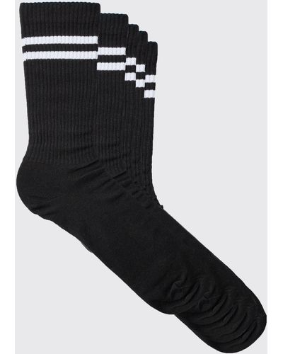 BoohooMAN 5 Pack Sport Stripe Socks - Black