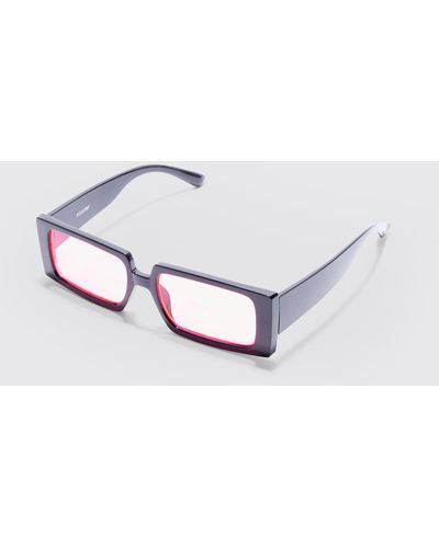 BoohooMAN Rectangular Plastic Contrast Lens Sunglasses In Black - White