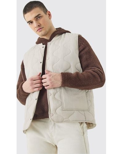 BoohooMAN Tall Onion Quilted Gilet - Natural