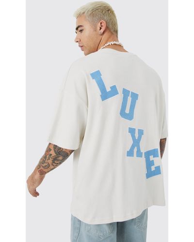 BoohooMAN Oversized Luxe Applique Half Sleeve T-shirt - White