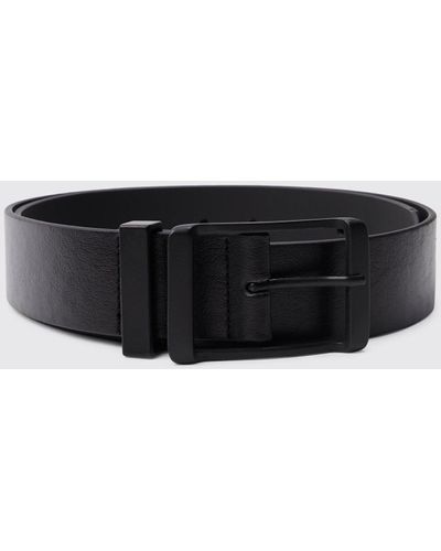 BoohooMAN Tonal Faux Leather Belt - Black