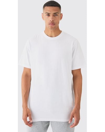 BoohooMAN Basic Longline Crew Neck T-shirt - Weiß