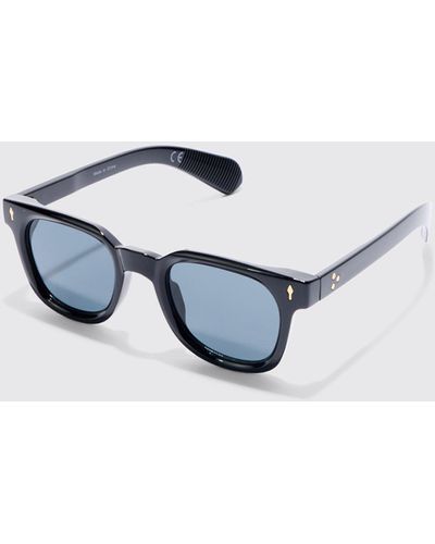 BoohooMAN Retro Plastic Sunglasses - White