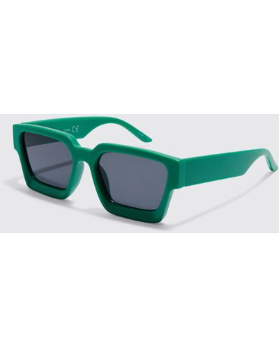 BoohooMAN Chunky Plastic Sunglasses - Green