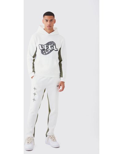 BoohooMAN Slim Fit Ofcl Printed Contrast Gusset Tracksuit - Multicolor