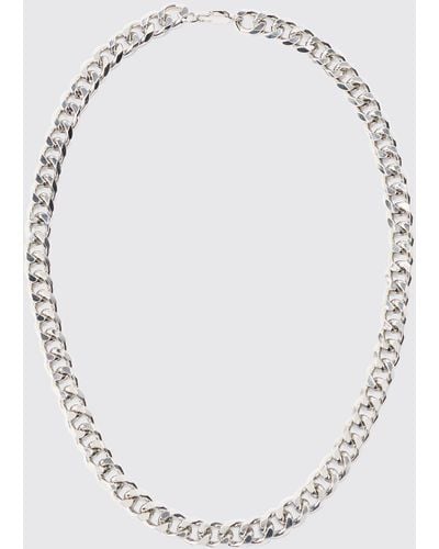 BoohooMAN Metal Chain Necklace In Silver - Weiß