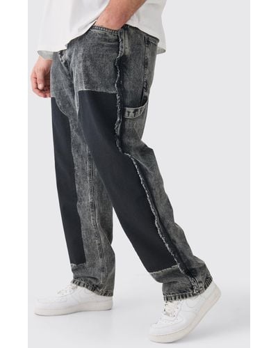 BoohooMAN Plus Grey Wash Straight Fit Carpenter Jean
