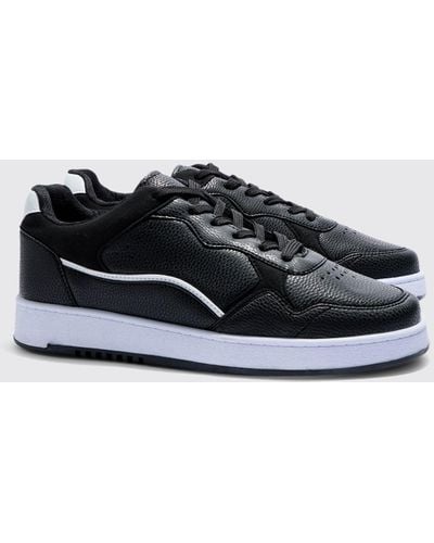 BoohooMAN Multi Panel Chunky Sole Trainers In Black