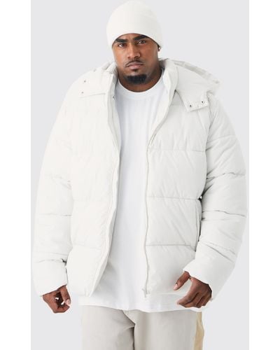 BoohooMAN Plus Paneled Matte Puffer Jacket - White
