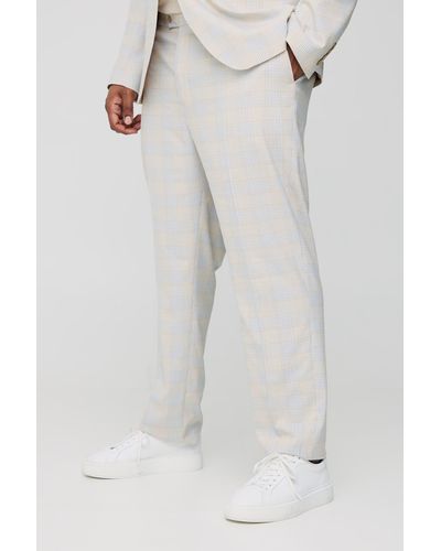 BoohooMAN Plus Checked Skinny Fit Trousers - Weiß