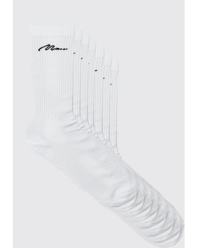 BoohooMAN 7 Pack Signature Sport Socks - White