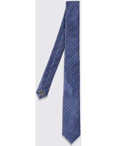 BoohooMAN Gepunktete schmale Krawatte - Blau