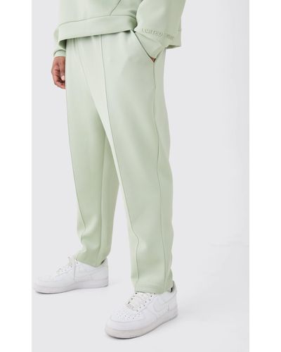 BoohooMAN Plus Slim Tapered Cropped Scuba Jogger - Green