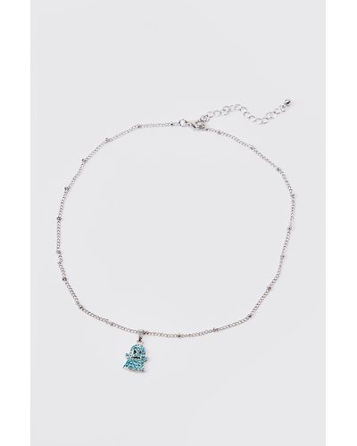 BoohooMAN Iced Character Necklace - Blue