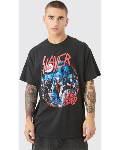 BoohooMAN Oversized Slayer Band License T-shirt - Grau