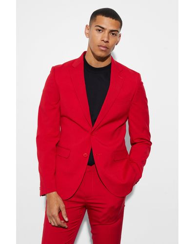 BoohooMAN Skinny Single Breasted Suit Jacket - Red