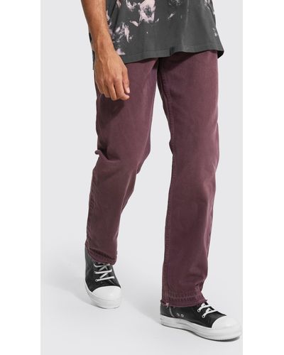 BoohooMAN Relaxed Fit Over Dye Jean - Red