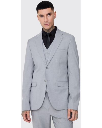 BoohooMAN Tall Essential Slim Fit Suit Jacket In Grey
