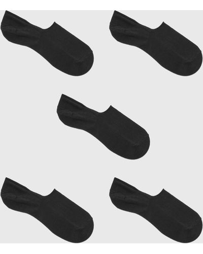 BoohooMAN Pack De 5 Pares De Calcetines Invisibles Lisos - Negro
