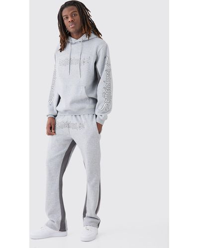 BoohooMAN Regular Fit Official Panelled Tracksuit - Grey