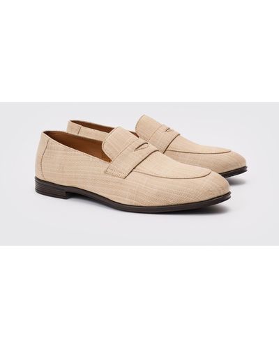 BoohooMAN Linen Loafer - Natural