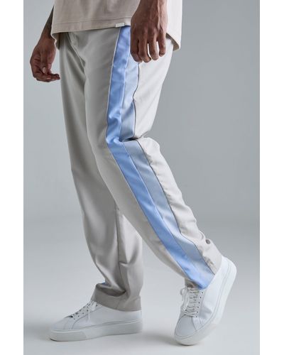 Boohoo Plus Skinny Fit Color Block Panel Suit Trouser - Blue