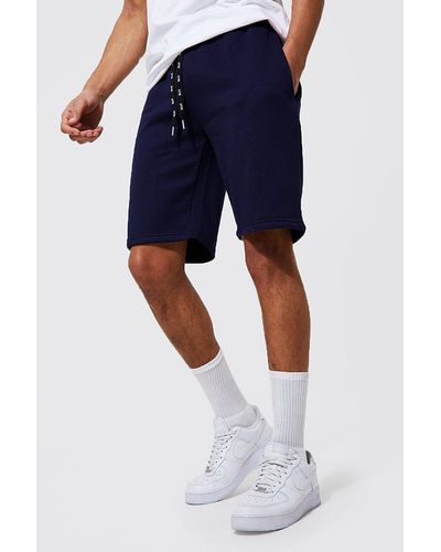 BoohooMAN Tall Jersey Shorts With Man Drawcords - Blue