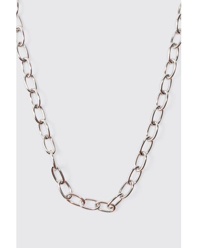 BoohooMAN Short Chunky Metal Chain Necklace In Silver - Metallic