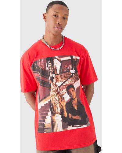 BoohooMAN Oversized Scarface License T-shirt - Rot