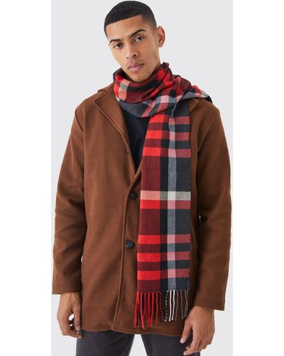 Boohoo Flannel Scarf - Red