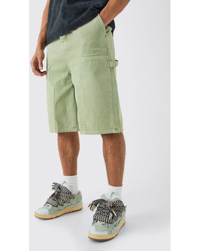 Boohoo Pantalón Deportivo Sobreteñido Color Salvia Con Detalle De Carpintero - Verde