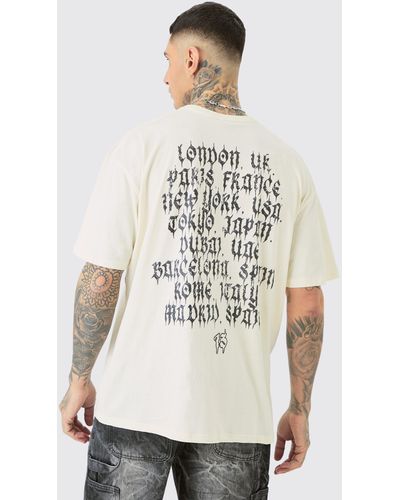 BoohooMAN Tall Oversized Homme Cross Front & Back Print T-shirt - White
