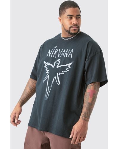 Boohoo Plus Oversize Nirvana License T-shirt Black