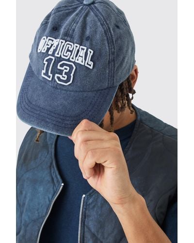 BoohooMAN Official Embroidered Washed Cap - Blue