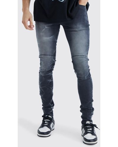 BoohooMAN Skinny Stretch Jeans mit Reißverschluss - Blau