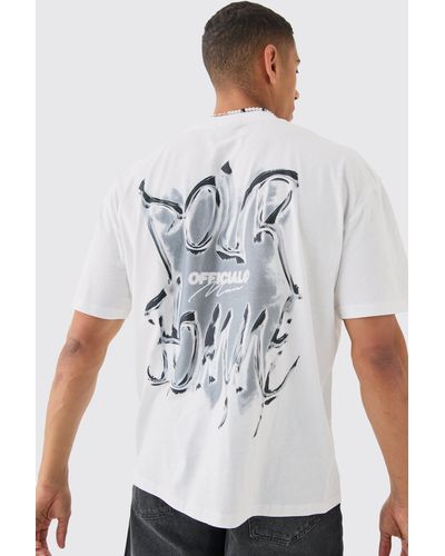 BoohooMAN Oversized Extended Neck Gothic Homme T-shirt - Weiß