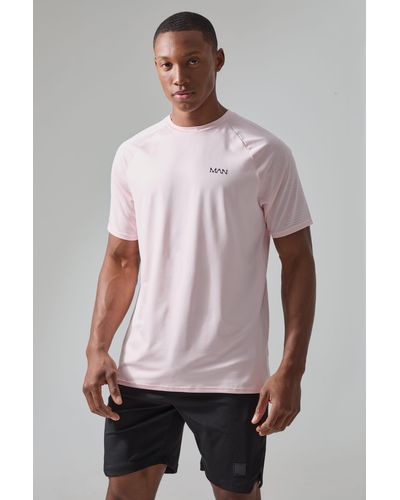 BoohooMAN Man Active Geo Jacquard T-shirt - Pink