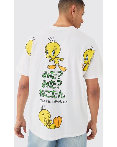 BoohooMAN Oversized Large Scale Tweety Back Print License T-shirt - White