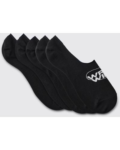 BoohooMAN 3 Pack Worldwide Logo Invisible Socks - Black