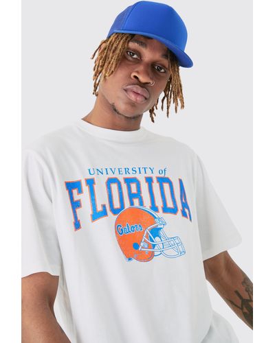BoohooMAN Tall Florida Varsity T-shirt In White - Weiß