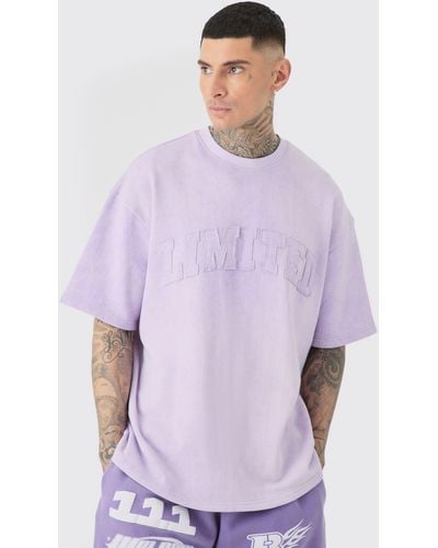 BoohooMAN Tall Oversized Limited Washed T-shirt - Lila