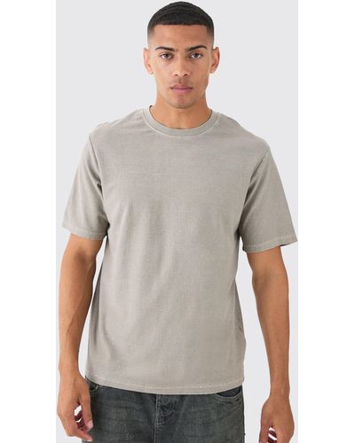 BoohooMAN Textured Washed T-shirt - Grau
