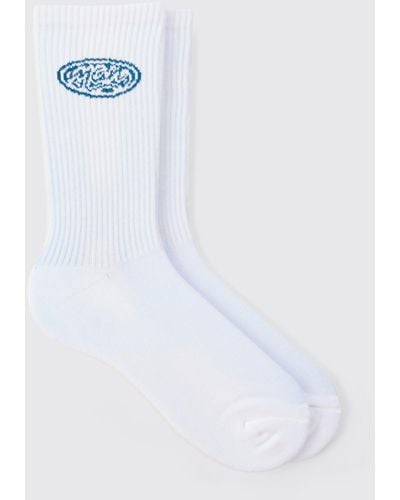 BoohooMAN Logo Socks - White