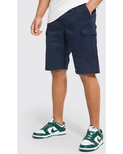 BoohooMAN Tall Cargo-Shorts mit elastischem Bund - Blau
