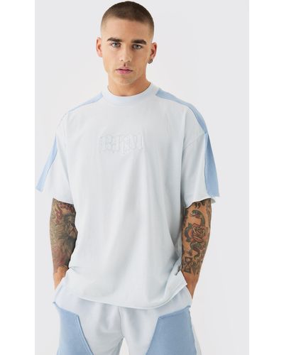 BoohooMAN Oversized Gothic Bm Applique Nibbled T-shirt - Weiß